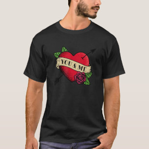 Camiseta Coração, você e eu, tatuagem