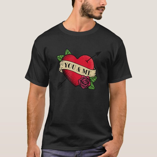 Camiseta Coração, você e eu, tatuagem (Frente)
