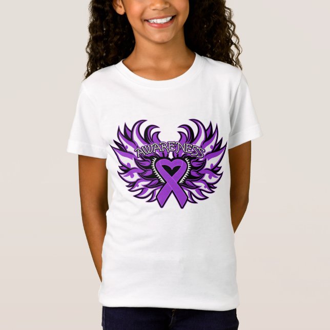 Camiseta Coração Wings.png da consciência da doença de (Frente)