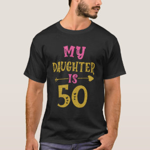 Camiseta Corações 50º aniversário para Filha da Mãe Pai