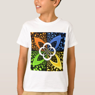 Camiseta Corações amarelo azul iridescentes