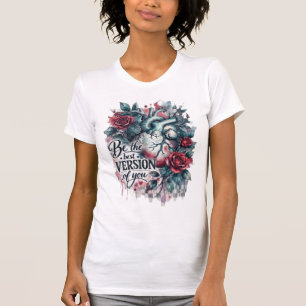 Camiseta Corações Anatômicos Aquarela Rosas Seja a Melhor V