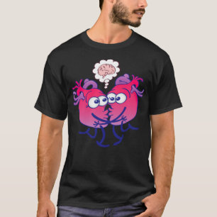 Camiseta Corações apaixonados pensando demais quando o pene