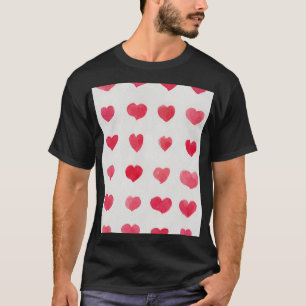 Camiseta Corações aquosos sem costura: design de padrão rom