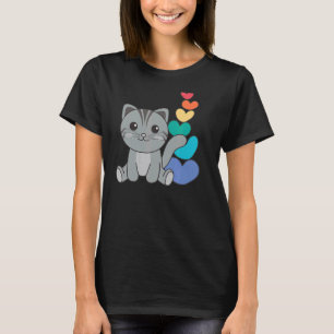 Camiseta Corações Arco-íris Orgulho Lgbtq Animais Fofos Gat