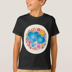 Camiseta Corações Azuis Floral