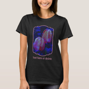 Camiseta Corações Azul Elétrico E Tulipas Rosa Personalizad