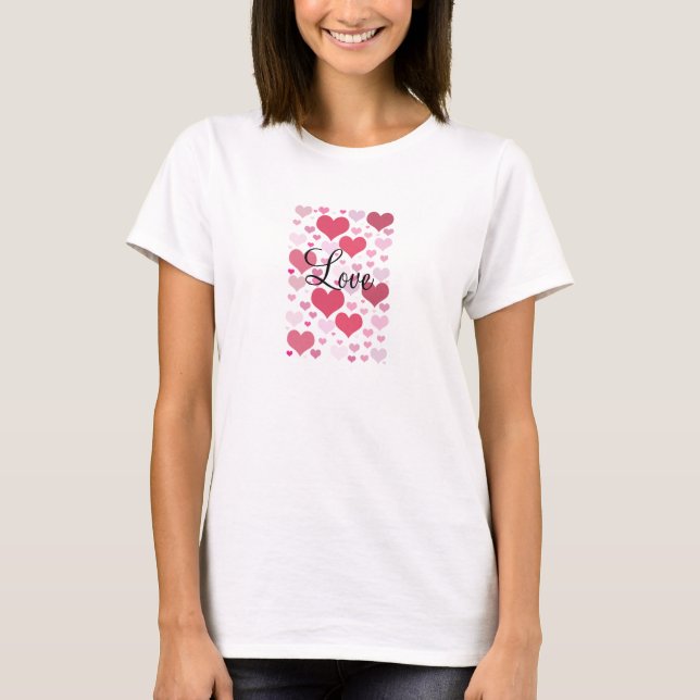 Camiseta Corações bonito com Mensagem de Amor (Frente)