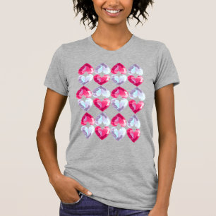 Camiseta Corações Bonito com padrão Gemstone