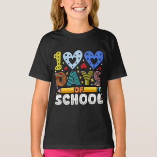 Camiseta Corações Bonitos 100 Dias de Lápis Escolares
