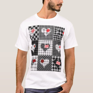 Camiseta Corações Brancos Pretos Sem Olhos.