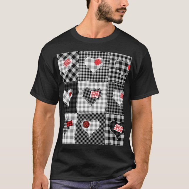 Camiseta Corações Brancos Pretos Sem Olhos. (Frente)