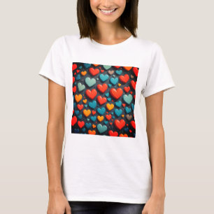 Camiseta Corações coloridos, arte do Dia dos Namorados