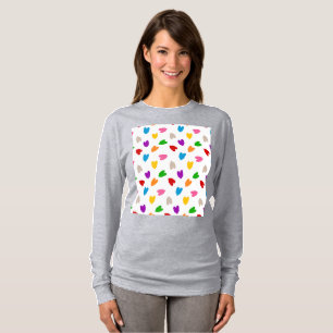 Camiseta Corações Coloridos De Amor Padrão De Design Branco