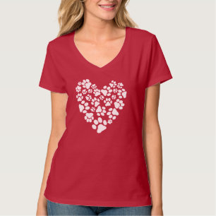 Camiseta Corações com Pegadas de Cachorro
