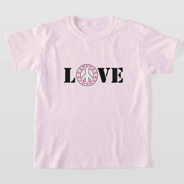 Camiseta Corações com Sinal de Amor e Paz Rosa (Postura )