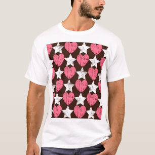 Camiseta Corações com Threadbare Retro Textura de Estrelas