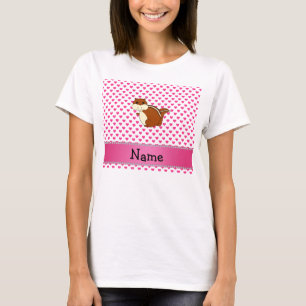Camiseta Corações conhecidos personalizados do rosa do