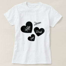 Camiseta Corações da Mãe Personalizada Preto e Branco