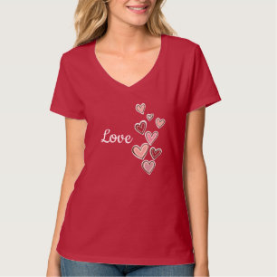 Camiseta Corações de Amor Rosa Vermelho (texto branco)