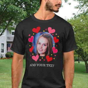 Camiseta Corações de Amor Vermelho com Texto de Foto Person