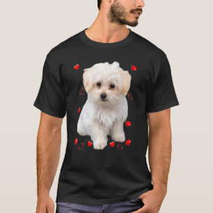 Camiseta Corações de Cachorrinho Maltês
