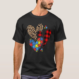 Camiseta Corações de Consciencialização do Autismo Leopardo