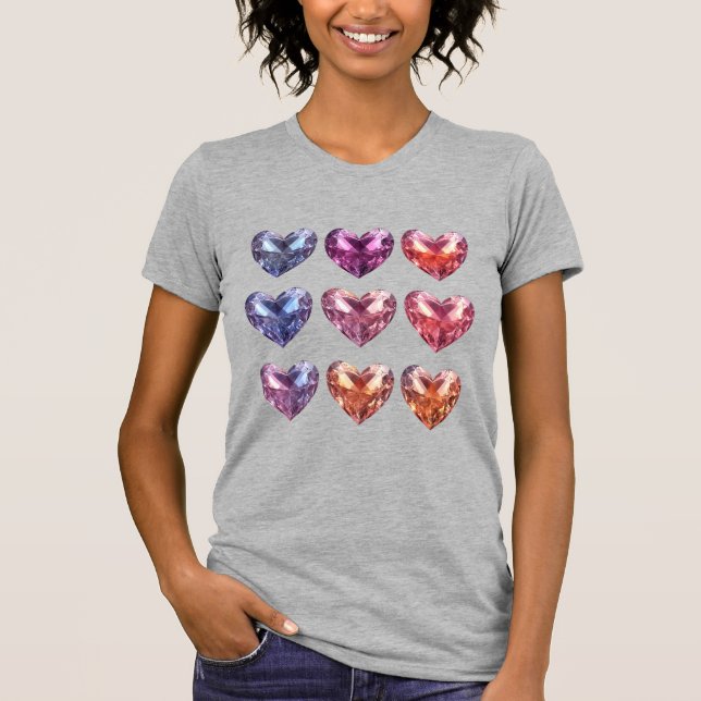 Camiseta Corações de cristal de Gemstone (Frente)
