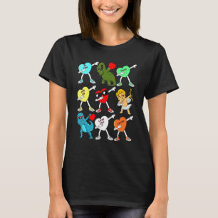 Camiseta Corações de Dabbing de dia de os namorados Rex Din