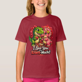 Camiseta Corações de Dinossauro Rawr Muito Dia dos Namorado