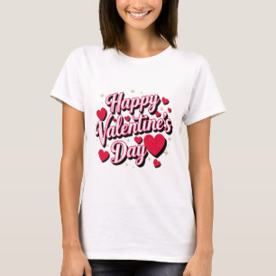 Camiseta Corações de Feliz dia de os namorados Elegante Ret
