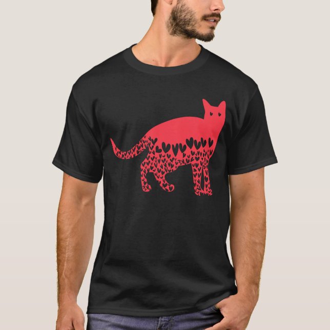 Camiseta Corações de gatos dias de os namorados para mulher (Frente)