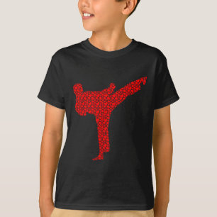 Camiseta Corações de Namorados Amantes de Karatê Fofos Silh