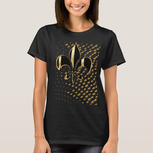 Camiseta Corações de ouro preto Fleur de Lis (Frente)