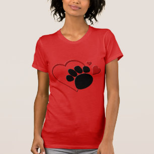Camiseta Corações De Pata De Cão Eu Adoro Meu Cachorro V