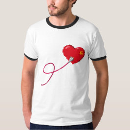 Camiseta Corações de Pixel conectados Conjunto de casais Co
