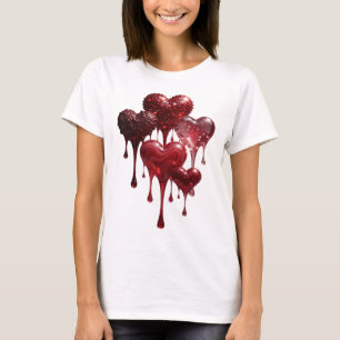 Camiseta Corações de Prata Esbeltos de AMOR Arte Usável