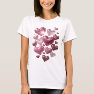 Camiseta Corações de Prata FRESH de AMOR Design de Texto