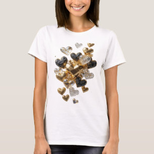 Camiseta Corações de prata nítidos DE OURO E GLAMOUR