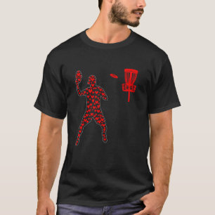 Camiseta Corações de São Valentim Jogador de Disc Golf Fofo