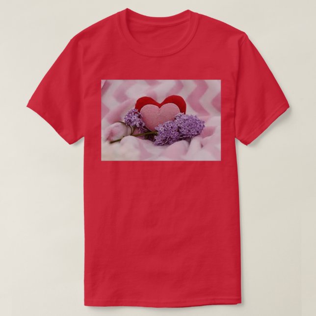 Camiseta Corações de Tecido de Pastel Suave (Frente do Design)