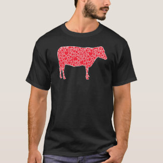 Camiseta Corações de Vaca Dia dos Namorados Novilha Fazenda