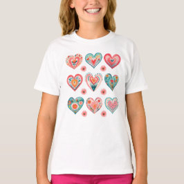 Camiseta Corações de Valentina Fofa Menina