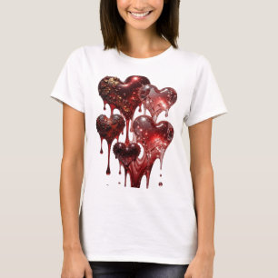 Camiseta Corações de vidro e brilho prateados icônicos