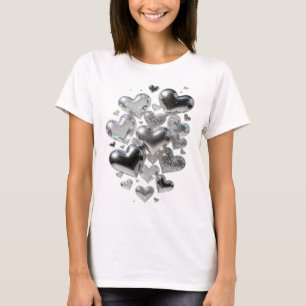 Camiseta Corações de Vidro Prateados Snappy Corações de Vid