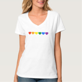 Camiseta Corações do arco-íris do orgulho