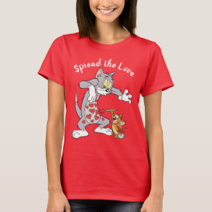 Camiseta Corações do Namorados de Pintura de Tom e Jerry