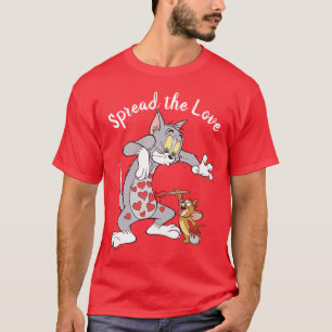 Camiseta Corações do Namorados de Pintura de Tom e Jerry