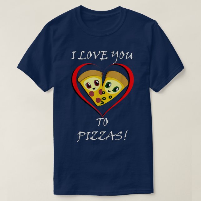 Camiseta Corações do Pizza Engraçado (Frente do Design)