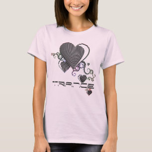 Camiseta corações do squiggle. trance.